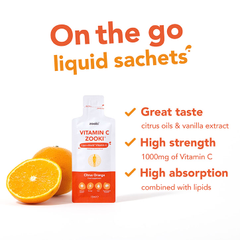 Image 2 for Liposomal Vitamin C 1,000mg, Citrus Orange Flavour 1x15ml Liquid Sachets