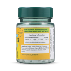 Image 2 for Vitamin D 1000 I.U. 25ug 90 Tablets