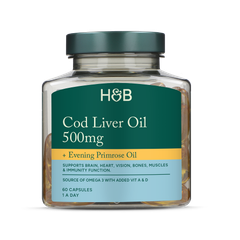 Image 2 for Pure Cod Liver Oil with Evening Primrose Oil 500mg 60 Capsules