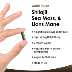 Image 2 for Shilajit, Sea Moss & Lions Mane Capsules 120 Capsules