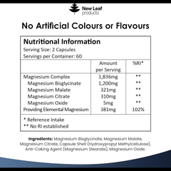 Image 2 for Magnesium Complex 4 in1 Glycinate Citrate, Malate, Oxide 120 Capsules